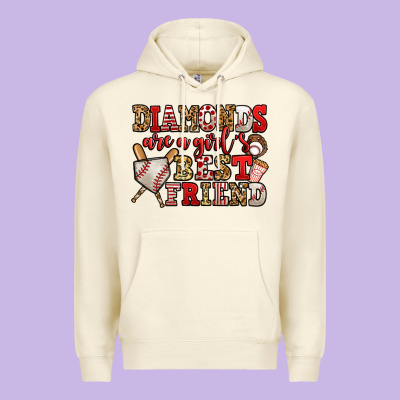 Diamonds Are A Girl's Best Friend Baseball Premium Hoodie Designed By Jasminsmagicworld