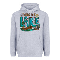 Heather Grey living on lake time Heavyweight Hoodie - texasbilliewilder