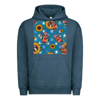 Pigment Midnight Navy 4th of july sunflowers hotdog seamless pattern Urban Hoodie - BundleAndBundleShop