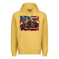 Antique Gold american flag monster truck Premium Hoodie - Artiststas