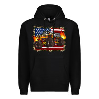 Black american flag monster truck Premium Hoodie - Artiststas