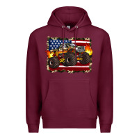 Burgundy american flag monster truck Premium Hoodie - Artiststas