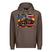 Coffee american flag monster truck Premium Hoodie - Artiststas