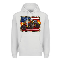 Dove Grey american flag monster truck Premium Hoodie - Artiststas