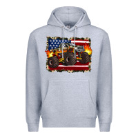 Heather Grey american flag monster truck Premium Hoodie - Artiststas