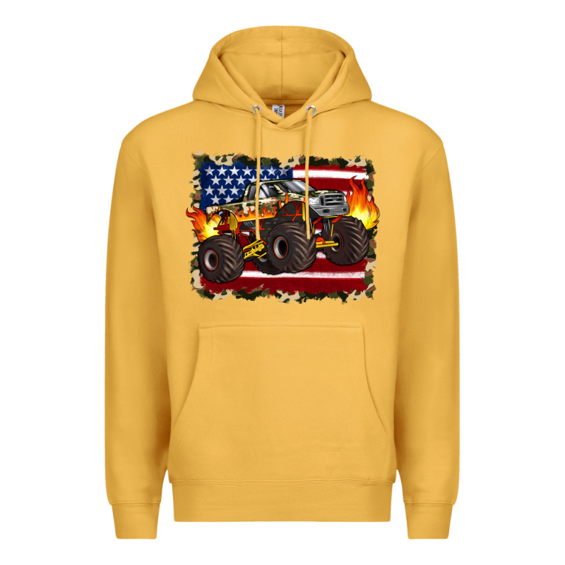 American Flag Monster Truck Premium Hoodie by Artiststas | Teevron
