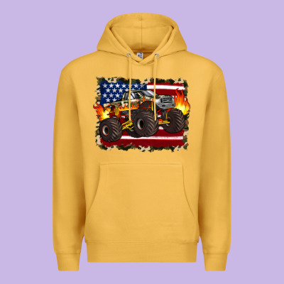 American Flag Monster Truck Premium Hoodie Designed By Artiststas