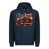 Navy american flag monster truck Premium Hoodie - Artiststas