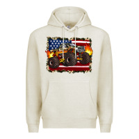 Oatmeal Heather american flag monster truck Premium Hoodie - Artiststas