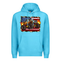 Ocean Blue american flag monster truck Premium Hoodie - Artiststas