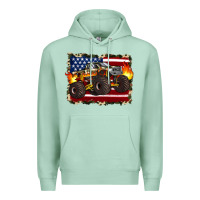 Seafoam american flag monster truck Premium Hoodie - Artiststas