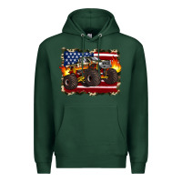 Sports Green american flag monster truck Premium Hoodie - Artiststas