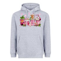 Heather Grey pink christmas coffee cups Heavyweight Hoodie - Zillion Design Studio