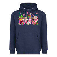 Navy pink christmas coffee cups Heavyweight Hoodie - Zillion Design Studio