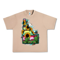 Burro Idaho Map Sunflower Cactus Serape Urban Heavy Tee - RanaPortraitStore