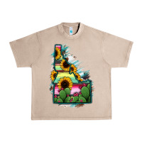 French Oak Idaho Map Sunflower Cactus Serape Urban Heavy Tee - RanaPortraitStore