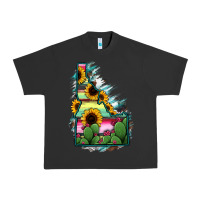 Pigment Black Idaho Map Sunflower Cactus Serape Urban Heavy Tee - RanaPortraitStore