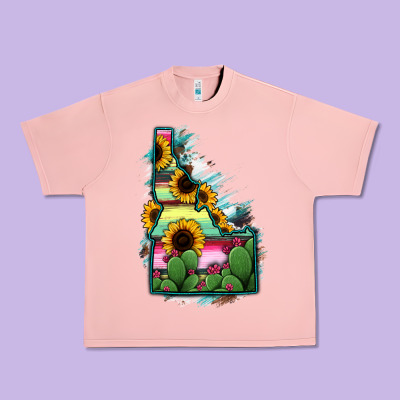 Idaho Map Sunflower Cactus Serape Urban Heavy Tee Designed By Ranaportraitstore