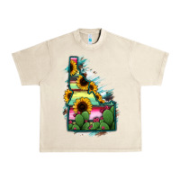 Sandshell Idaho Map Sunflower Cactus Serape Urban Heavy Tee - RanaPortraitStore