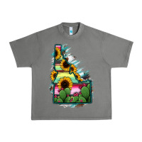 Tornado Idaho Map Sunflower Cactus Serape Urban Heavy Tee - RanaPortraitStore