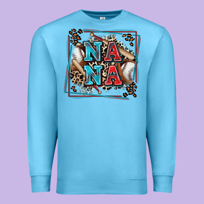 Baseball Nana With Leopard Premium Sweatshirt Designed By Zillion Design Studio