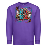 Purple baseball nana with leopard Premium Sweatshirt - Zillion Design Studio