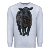 Heather Grey black angus cattle Premium Sweatshirt - RanaPortraitStore