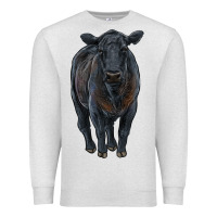 Oatmeal Heather black angus cattle Premium Sweatshirt - RanaPortraitStore