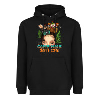 Black messy bun camp hair dont care Heavyweight Hoodie - texasbilliewilder