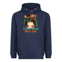 Navy messy bun camp hair dont care Heavyweight Hoodie - texasbilliewilder