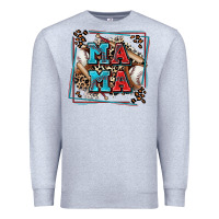 Heather Grey baseball mama with leopard Premium Sweatshirt - Zillion Design Studio