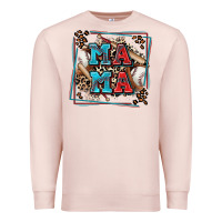 Pale Pink baseball mama with leopard Premium Sweatshirt - Zillion Design Studio