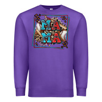 Purple baseball mama with leopard Premium Sweatshirt - Zillion Design Studio