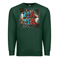 Sports Green baseball mama with leopard Premium Sweatshirt - Zillion Design Studio