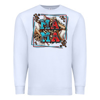 White baseball mama with leopard Premium Sweatshirt - Zillion Design Studio