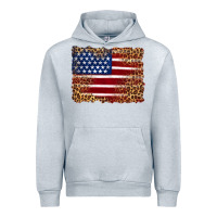 Heather Grey american flag and leopard Urban Hoodie - Artiststas
