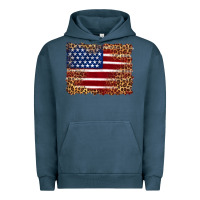 Pigment Midnight Navy american flag and leopard Urban Hoodie - Artiststas