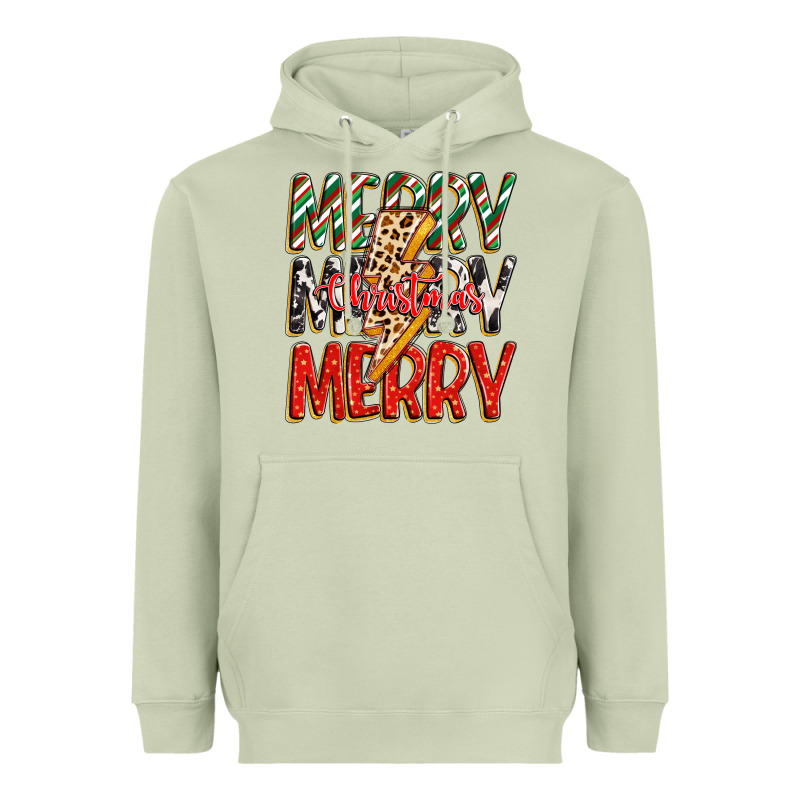 Merry Christmas Lightning Bolt Heavyweight Hoodie by Zillion Design Studio | Teevron