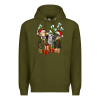 Army Green western christmas cows and cactuses Premium Hoodie - AdoDesignShop
