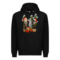 Black western christmas cows and cactuses Premium Hoodie - AdoDesignShop