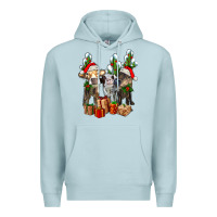 Blue Mist western christmas cows and cactuses Premium Hoodie - AdoDesignShop