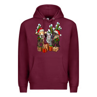 Burgundy western christmas cows and cactuses Premium Hoodie - AdoDesignShop