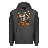 Charcoal Heather western christmas cows and cactuses Premium Hoodie - AdoDesignShop