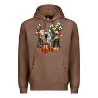 Chestnut western christmas cows and cactuses Premium Hoodie - AdoDesignShop