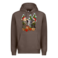 Coffee western christmas cows and cactuses Premium Hoodie - AdoDesignShop