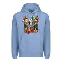 Colony Blue western christmas cows and cactuses Premium Hoodie - AdoDesignShop