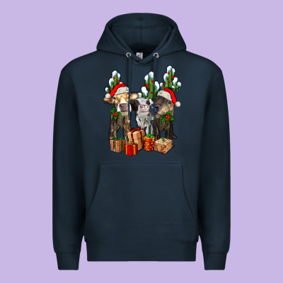 Western Christmas Cows And Cactuses Premium Hoodie Designed By Adodesignshop