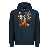 Navy western christmas cows and cactuses Premium Hoodie - AdoDesignShop