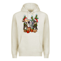 Oatmeal Heather western christmas cows and cactuses Premium Hoodie - AdoDesignShop