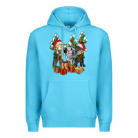 Ocean Blue western christmas cows and cactuses Premium Hoodie - AdoDesignShop
